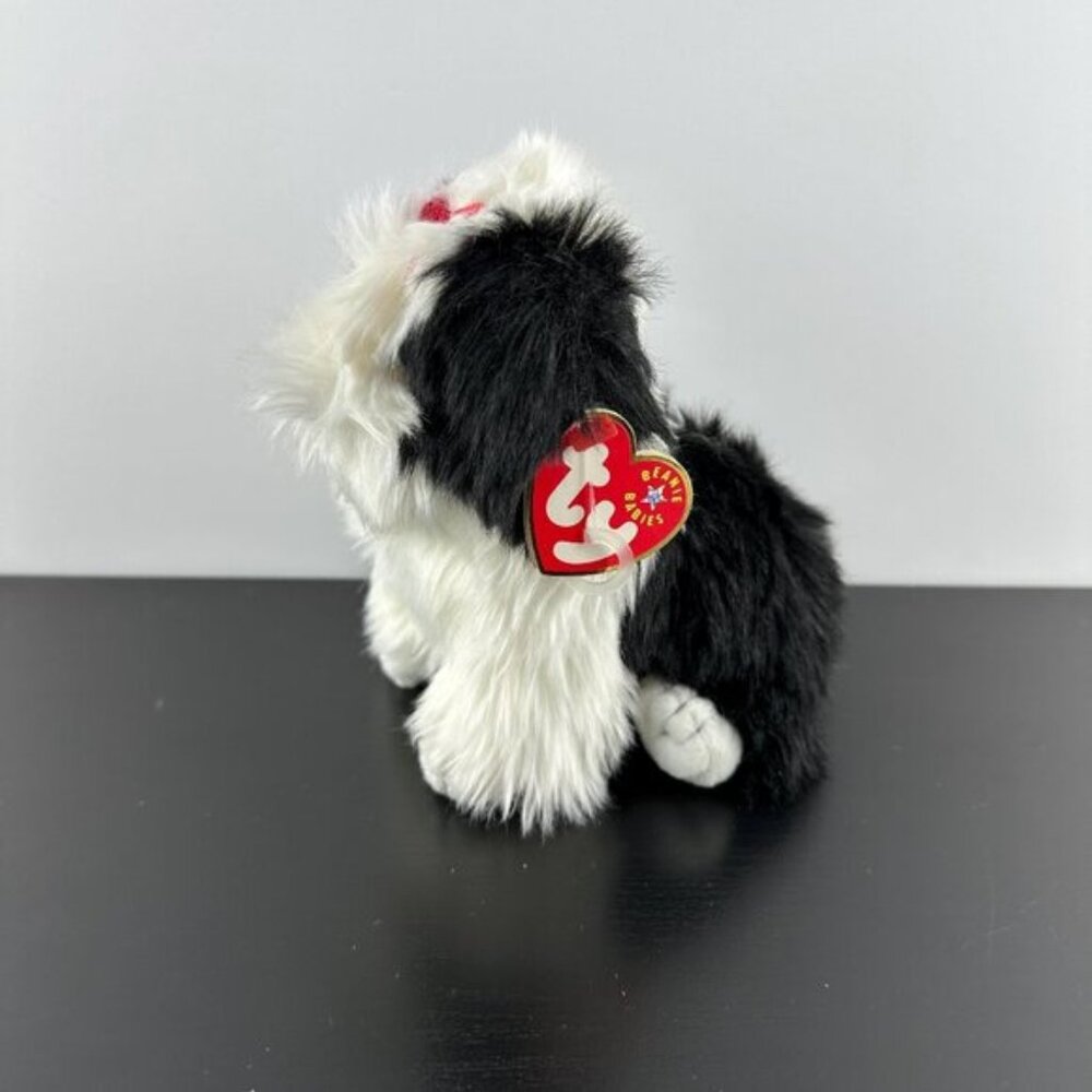 TY Beanie Baby 2001 Poofie the Black and White Puppy Dog Plush Stuffed Animal